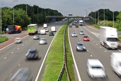 Traffic moving along a motorway